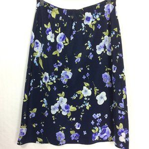 4/$25 Stephanie Parks Floral Print Skirt Blue Sz Medium
